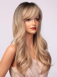 Nature Long Curly Wig With Bangs - Gold - View 3