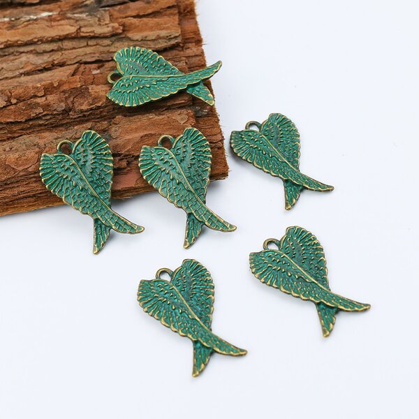 

6pcs Wing Design DIY Pendant, Green