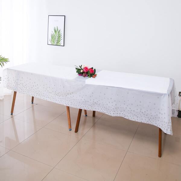 

Star Print Water Proof Tablecloth, Silver