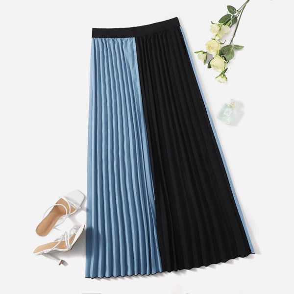 

Plus Two Tone Pleated Skirt, Multicolor