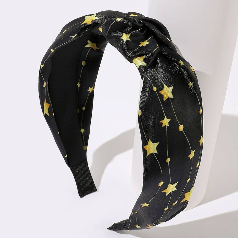 

Star Print Headband, Black