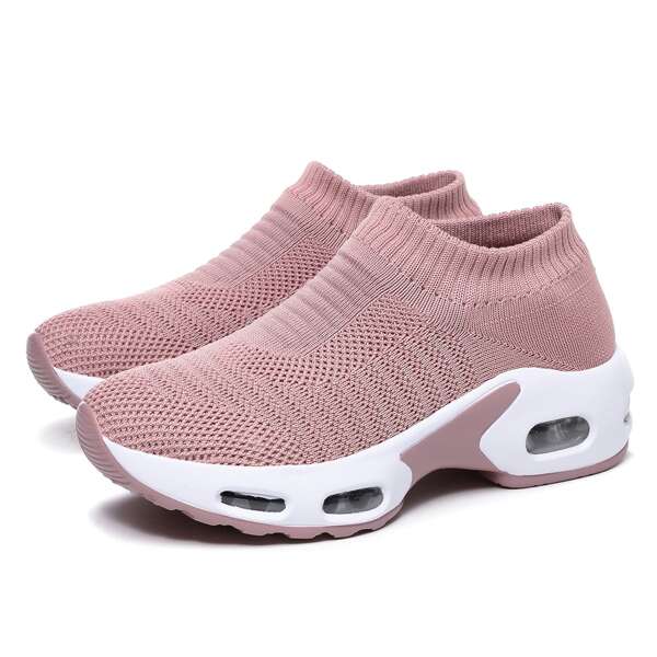 

Minimalist Knit Panel Sneakers, Pink