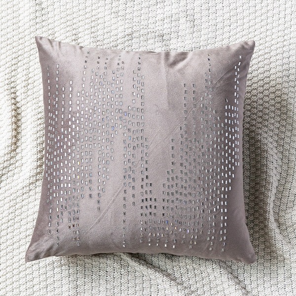 

Rhinestone Decor Cushion Cover Without Filler, Grey