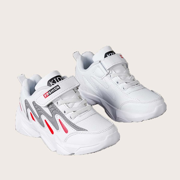 

Boys Colorblock Lace-up Front Breathable Sneakers, White