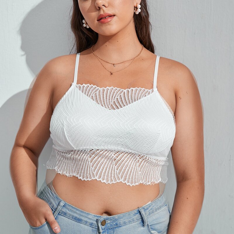 

Plus Floral Lace Bralette, White