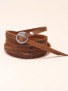 Fashionable and Popular Men PU Leather Bracelet for Jewelry Gift and for a Stylish Look - Brown - View 1