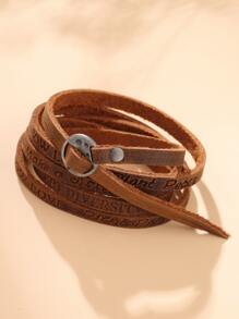 Fashionable and Popular Men PU Leather Bracelet for Jewelry Gift and for a Stylish Look - Brown - View 2