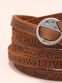 Fashionable and Popular Men PU Leather Bracelet for Jewelry Gift and for a Stylish Look - Brown - View 3