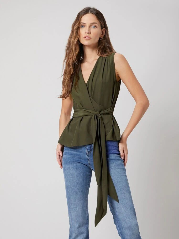 Com cinto Simples elegante Blusa