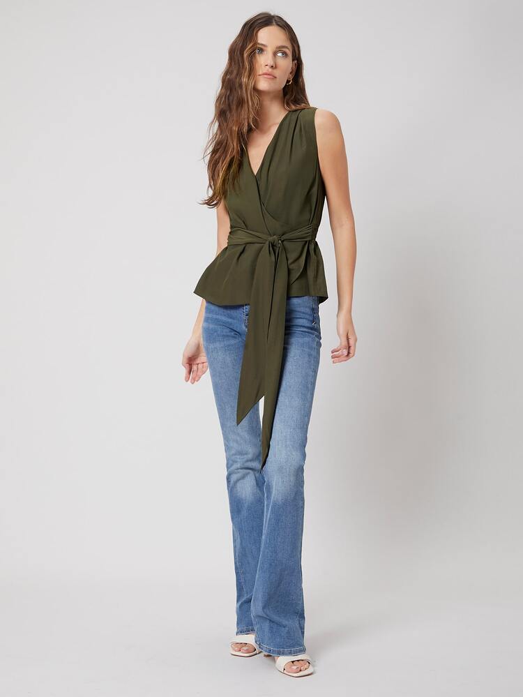 Com cinto Simples elegante Blusa