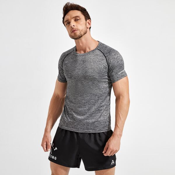 

Men Space Dye Raglan Sleeve Sports Tee, Dark grey