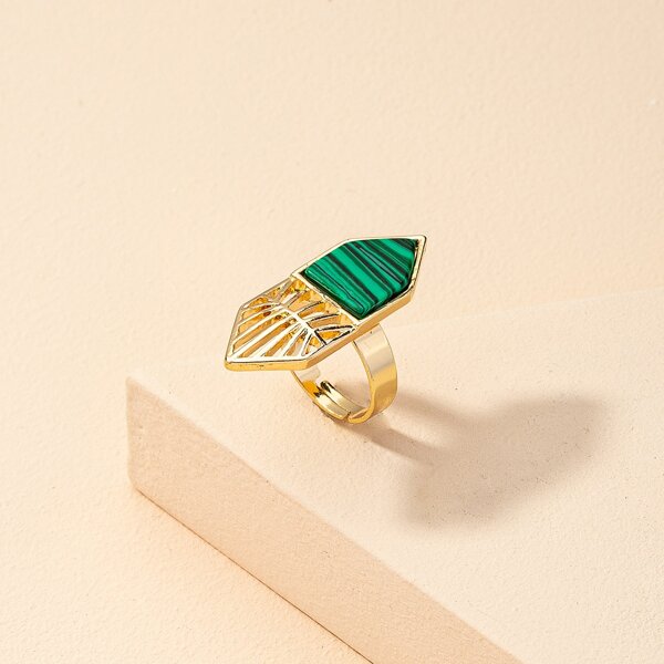 

Geometric Decor Ring, Green