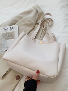 Túi xách tối giản - Màu be - Xem 4