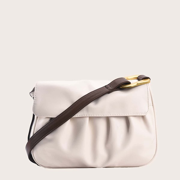 

Minimalist Ruched Crossbody Bag, Beige