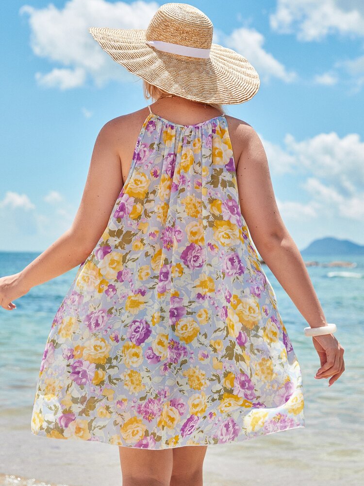 SHEIN Unity 大碼滿版花卉流蘇結飾襯衫 - 彩色 - 查看 2