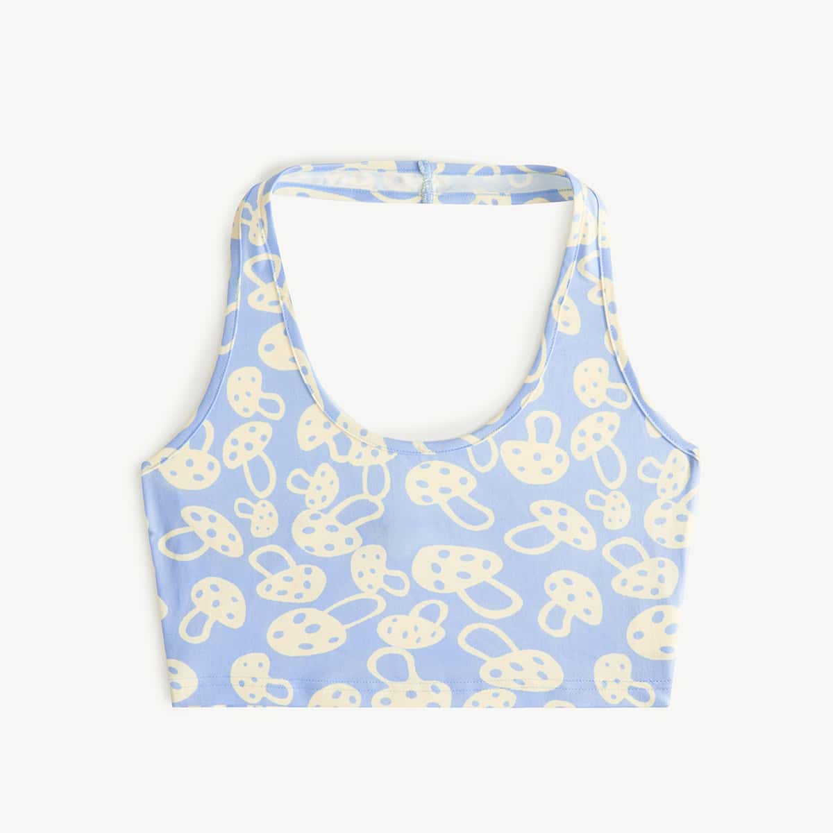 

Mushroom Print Crop Halter Top, Multicolor