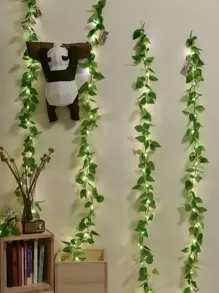 1 bộ đèn dây 20 bóng dài 2 mét hình hoa anh đào/lá hồng hai màu/lá liễu xanh, trang trí trong nhà, trang trí phòng nữ tính, không khí mùa xuân, vòng hoa ngày lễ, đèn trang trí tiệc cưới, lễ đính hôn. - Màu vàng - Xem 1