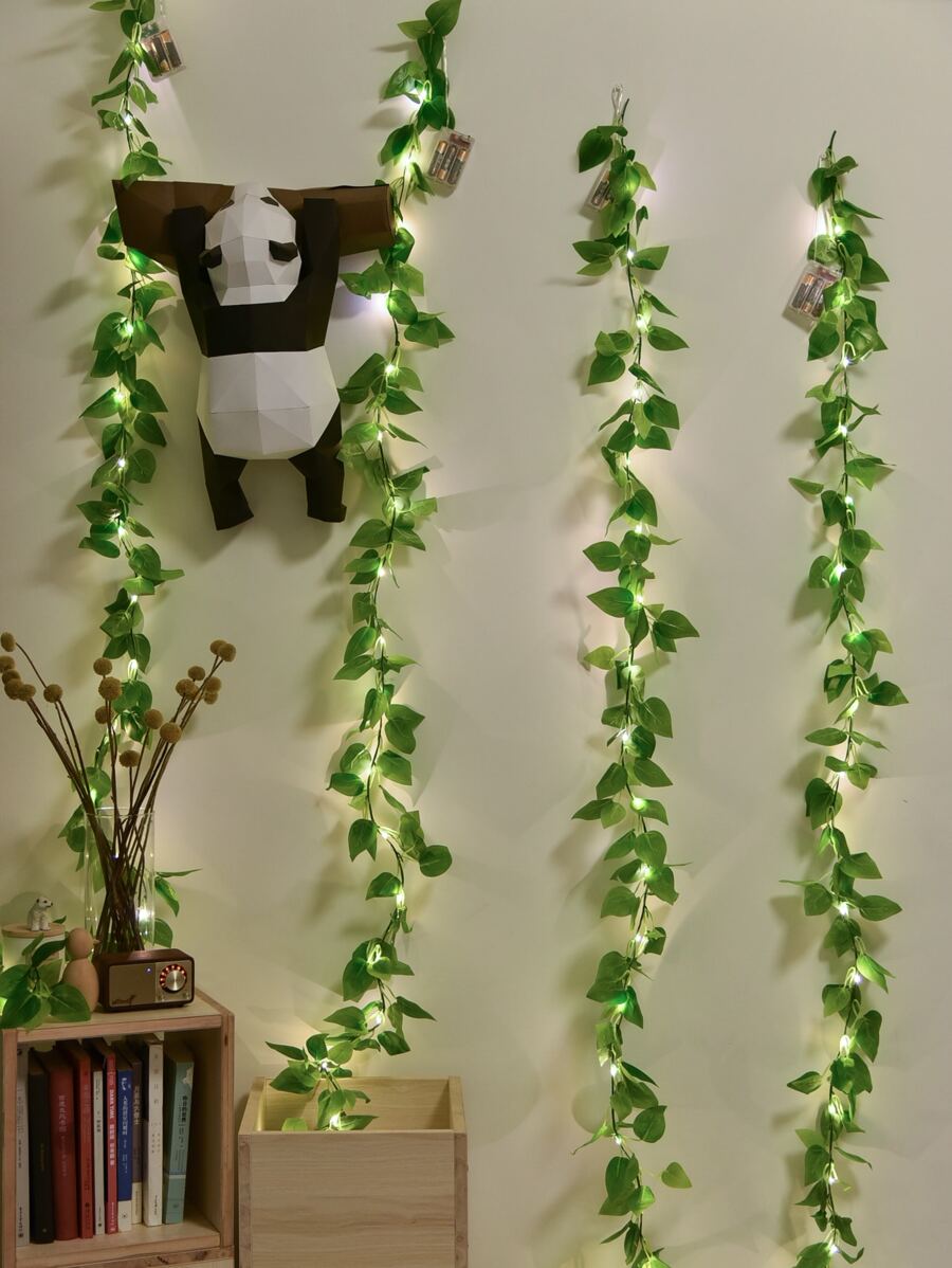 1 bộ đèn dây 20 bóng dài 2 mét hình hoa anh đào/lá hồng hai màu/lá liễu xanh, trang trí trong nhà, trang trí phòng nữ tính, không khí mùa xuân, vòng hoa ngày lễ, đèn trang trí tiệc cưới, lễ đính hôn. - Màu vàng - Xem 1