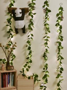 1pc 20 Lights 2M Cherry Blossom/Bicolor Rose Leaf/Green Boxwood Garland String Lights, Indoor Decor For Room, Girl's Heart, Spring Atmosphere, Holiday Floral Vine Decor, Colorful Lights For Wedding Proposal Party - Yellow - View 1