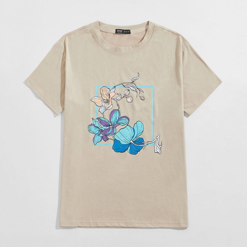 

Guys Floral Graphic Tee, Khaki