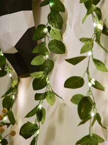 1pc 20 Lights 2M Cherry Blossom/Bicolor Rose Leaf/Green Boxwood Garland String Lights, Indoor Decor For Room, Girl's Heart, Spring Atmosphere, Holiday Floral Vine Decor, Colorful Lights For Wedding Proposal Party - Yellow - View 5