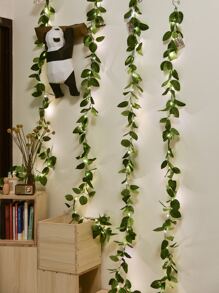 1pc 20 Lights 2M Cherry Blossom/Bicolor Rose Leaf/Green Boxwood Garland String Lights, Indoor Decor For Room, Girl's Heart, Spring Atmosphere, Holiday Floral Vine Decor, Colorful Lights For Wedding Proposal Party - Yellow - View 6