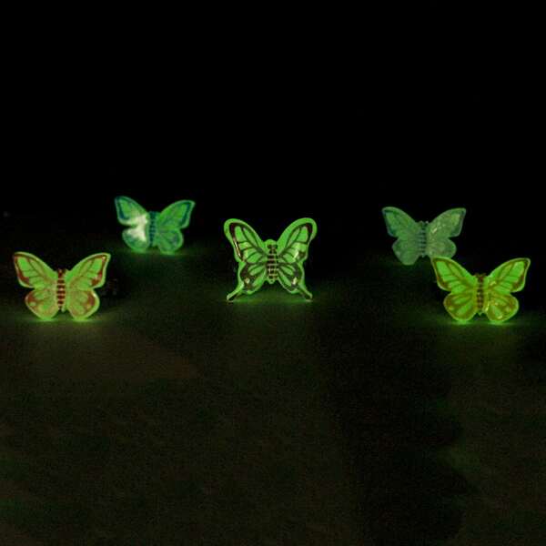 

5pcs Fluorescent Butterfly Decor Ring, Multicolor