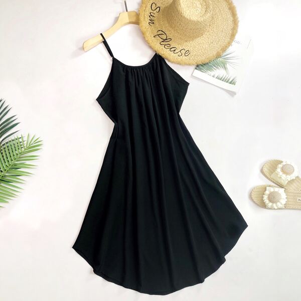 

Plus Solid Cami Dress, Black