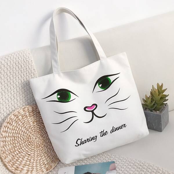 

Cartoon Graphic Shopper Bag, Beige