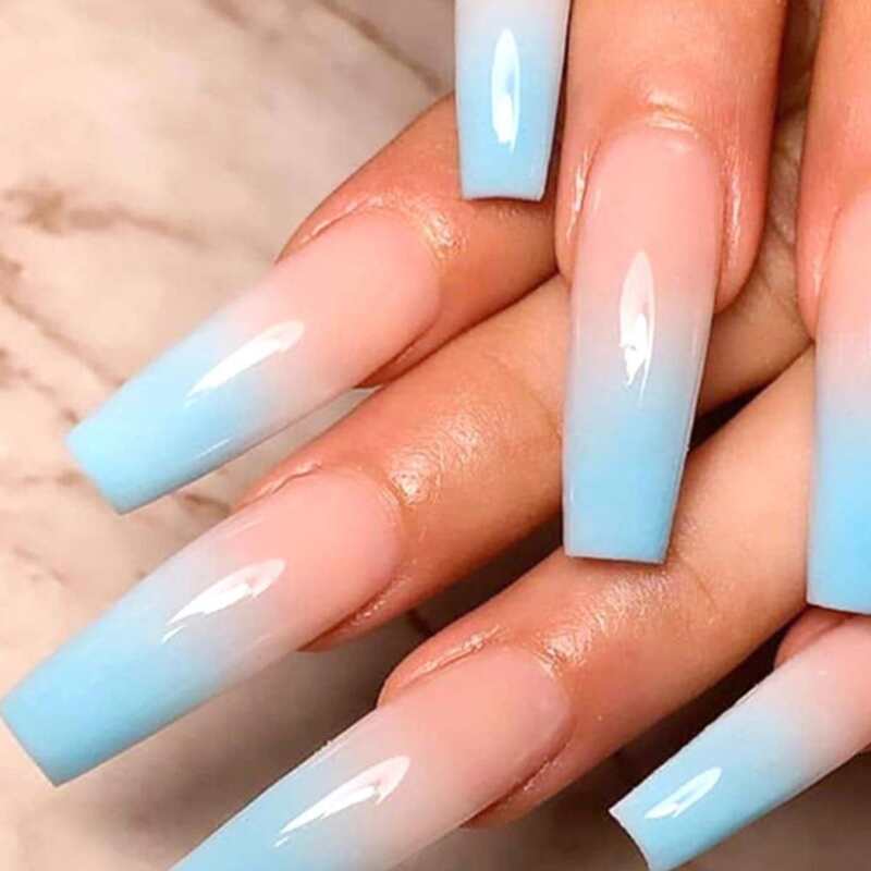 

24pcs Ombre Design Fake Nail, Blue