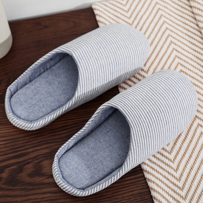 

Striped Pattern Bedroom Slippers, Baby blue