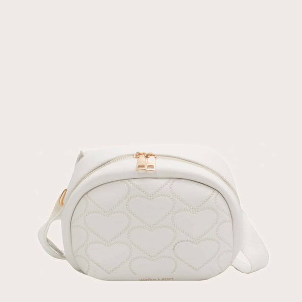 

Heart Embossed Fanny Pack, White