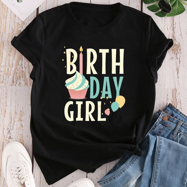 

Letter Graphic Short Sleeve Tee, Black