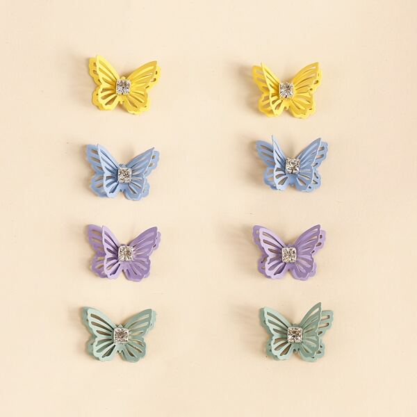 

4pairs Butterfly Design Earrings, Multicolor
