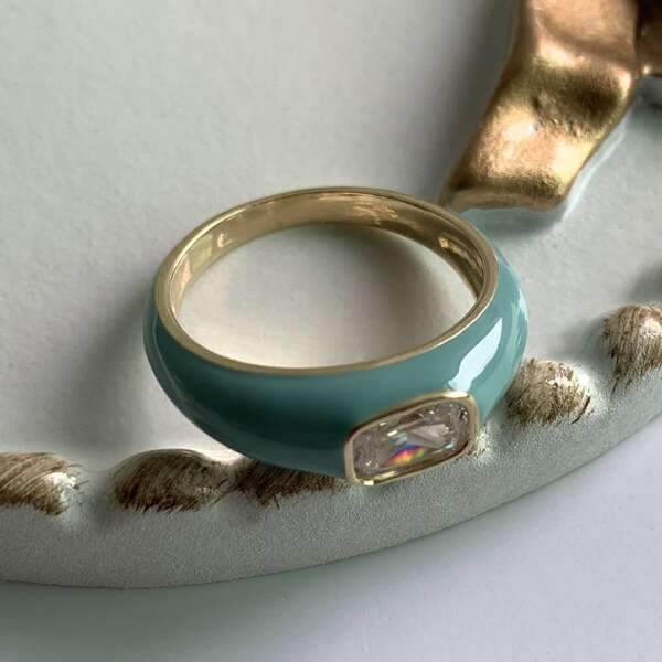 

Rhinestone Decor Ring, Baby blue
