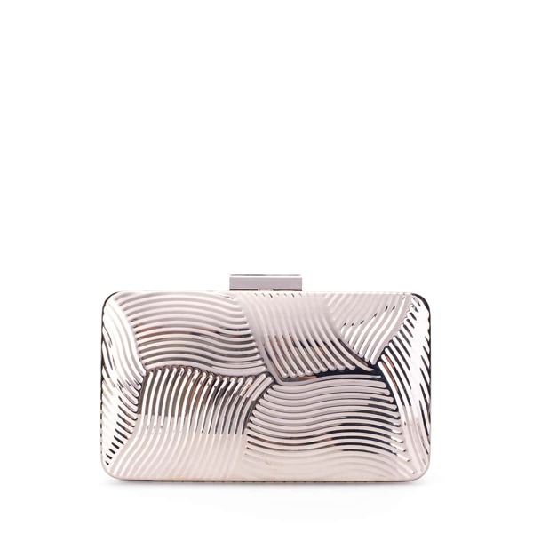 

Metallic Textured Chain Box Bag, Silver