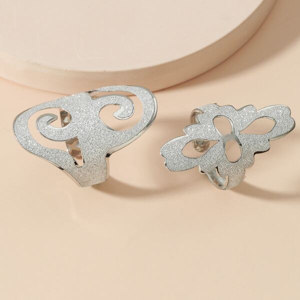

2pcs Hollow Out Ring, White