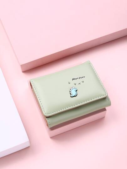 字母圖案卡通裝飾短皮夾