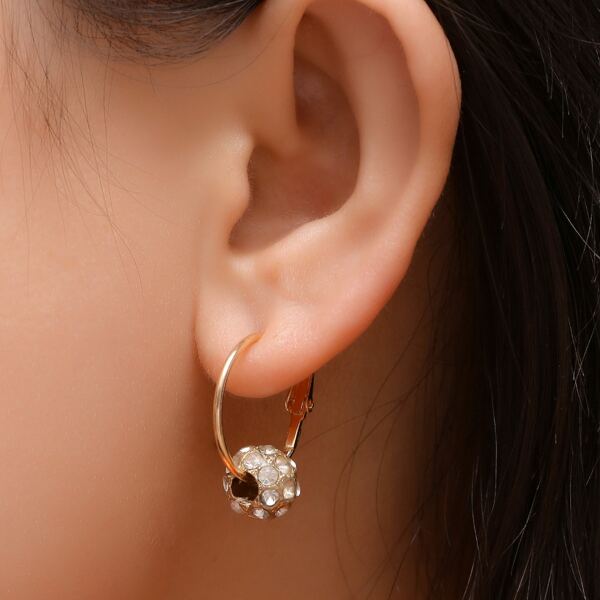 

Rhinestone Decor Earrings, Gold