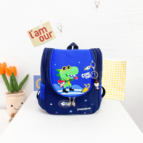 

Kids Dinosaur Graphic Flap Backpack, Navy blue