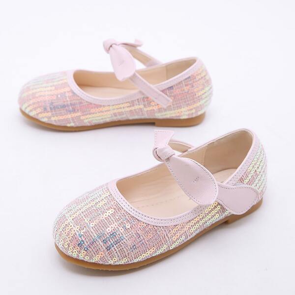 

Toddler Girls Sequins & Bow Decor Flats, Pink