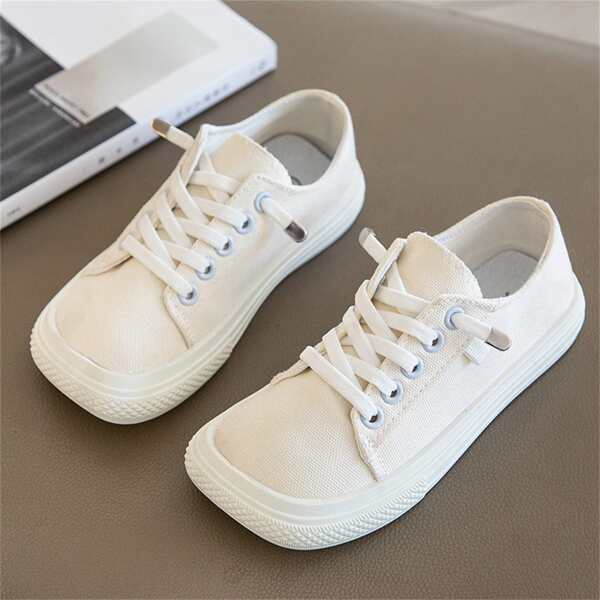 

Toddler Girls Square Toe Lace-up Front Sneakers, Beige