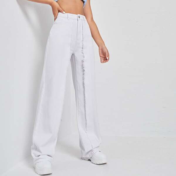

High Waist Wide Leg Jeans, White