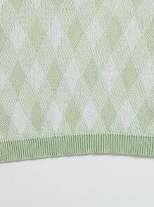SHEIN Girls Argyle Pattern Knit Cami Top - Mint Green - View 4