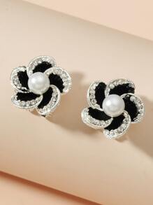 Ngọc trai Giả Bông tai stud - màu đen - Xem 1