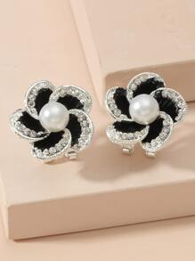 Ngọc trai Giả Bông tai stud - màu đen - Xem 3