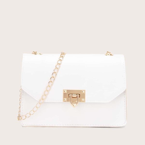 

Minimalist Flap Chain Bag, White