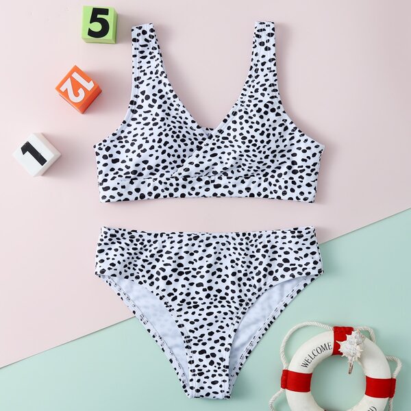 

Girls Dalmatian Bikini Swimsuit, Multicolor