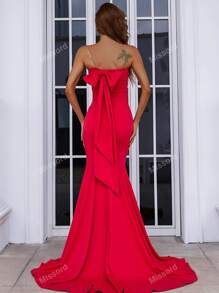Missord Tie Back Tube Fishtail Hem Prom Dress