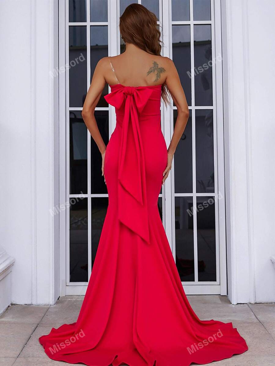 Missord Tie Back Tube Fishtail Hem Prom Dress
